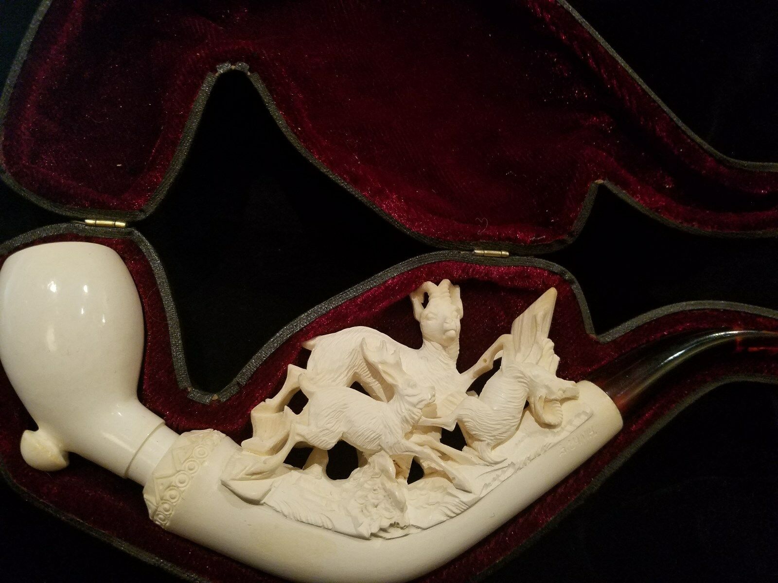 Handcarved Meeschaum Pipe With Case From Turkey