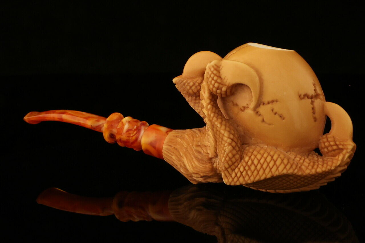 Eagle's Claw Meerschaum Pipe Hand Carved By Kenan With Custom Case 12842