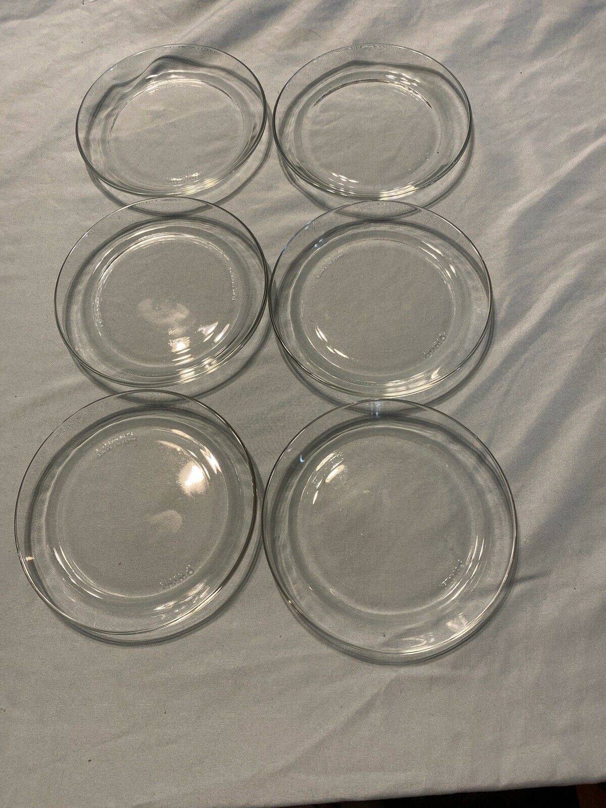 Set Of 6 Vintage Duralex Plates Clear Glass 5” Diameter France Euc